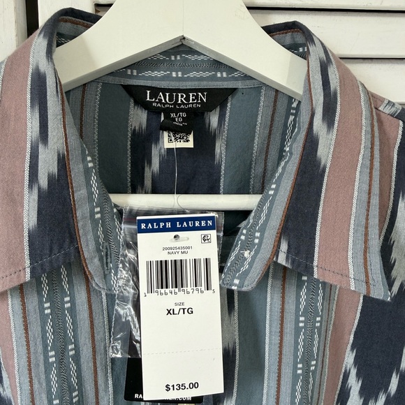 NWT Ralph Lauren Blue and Brown Striped Shirt - Picture 3 of 5